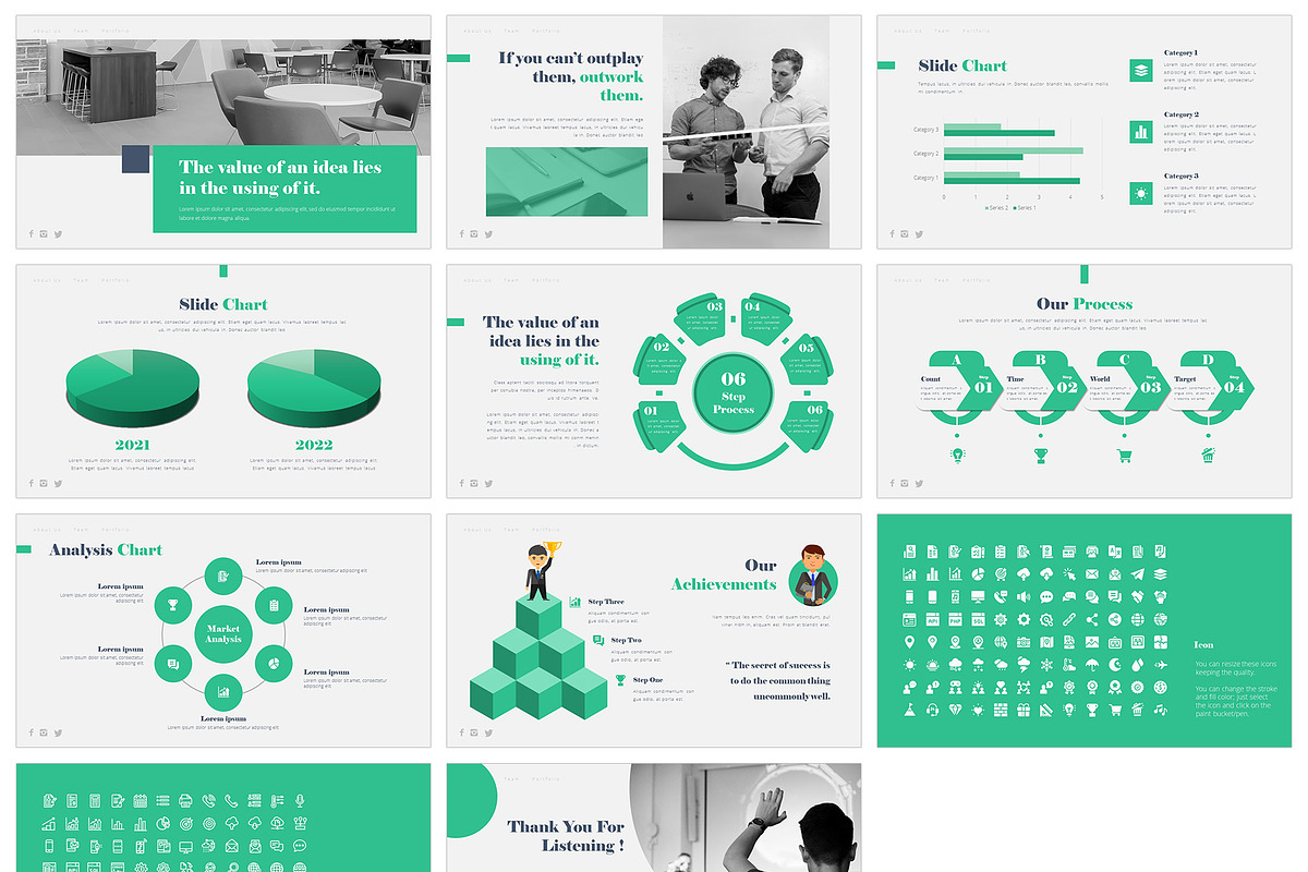 Greeney PowerPoint Template, a Presentation Template by graphix_shiv