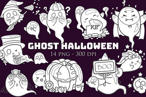 Ghost Halloween Digital StampOutline
