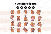 Kawaii Capybara with Flowers, a Seasonal Illustration by Palau (Thumbnail 10 of 12)