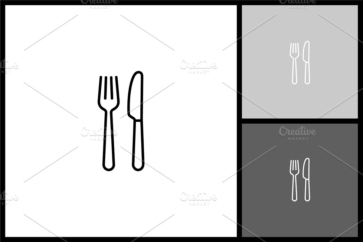 Fork and Knife Utensil Icon, an Outline Icon by quadrazo