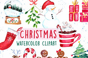 Watercolor Christmas Clipart, an Illustration by Inksnthings (Thumbnail 1 of 4)
