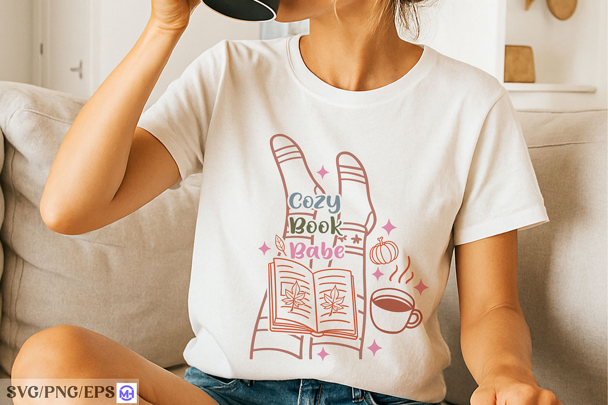 Cozy Book Babe Cute Book Lover SVG, a Graphic by mh_arif (Photo 2 of 4)