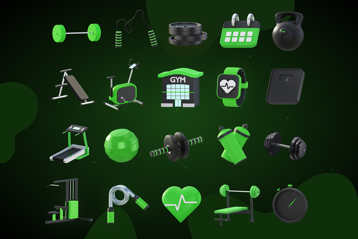 Fitness & Gym 3D Icons, an Object 3D Model by Azam Creative (Photo 5 of 5)