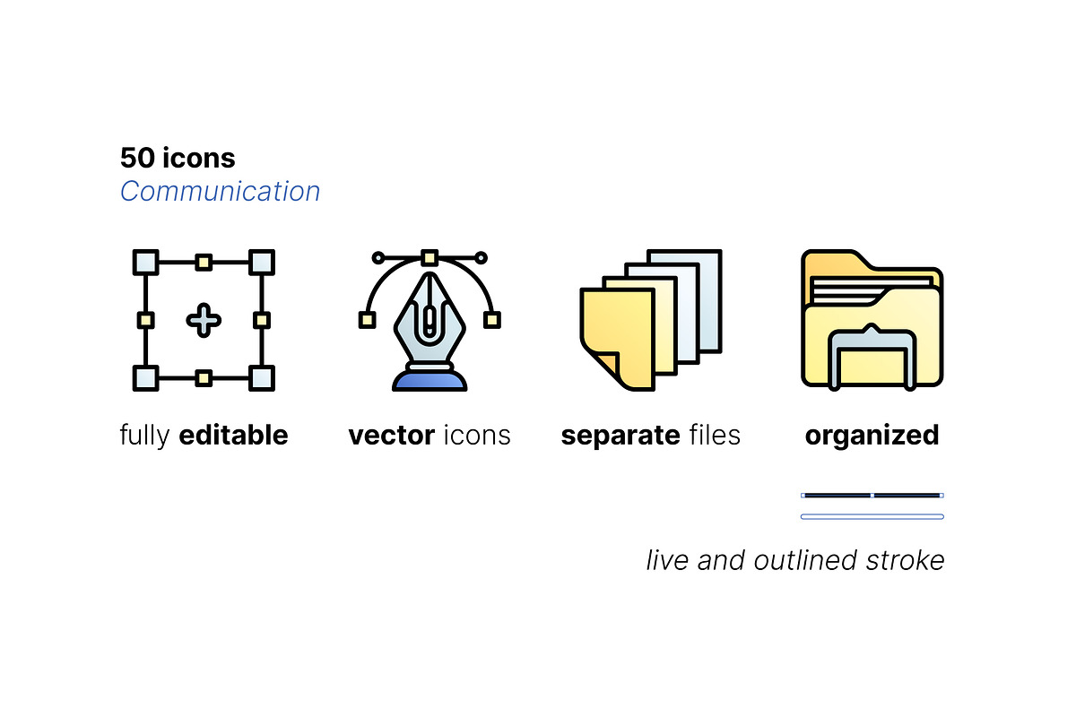 50 Communication Icons, an Outline Icon by Side Project (Photo 5 of 9)