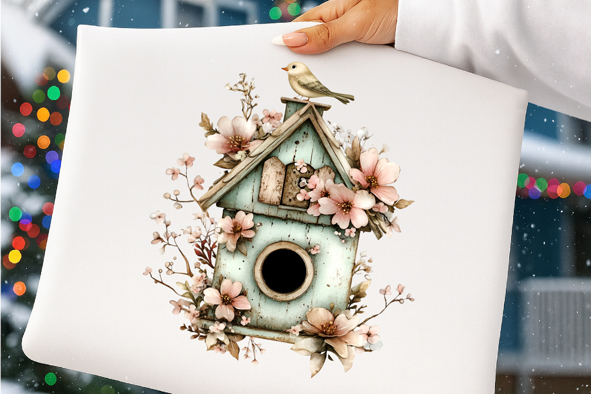 Whimsical Spring Birdhouse Clipart, an Illustration by SinaCreation (Photo 10 of 11)