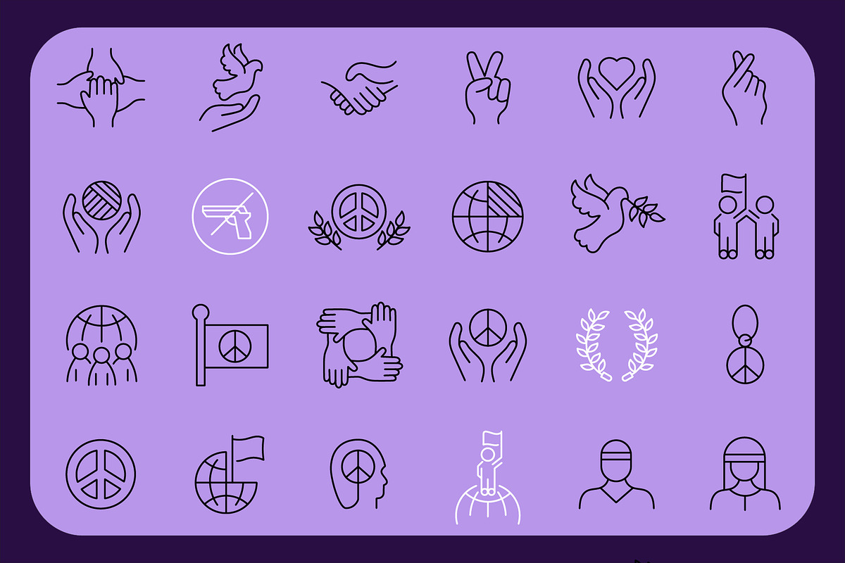 World Peace Day Line Icons Set, an Outline Icon by Adl Studio (Photo 2 of 4)