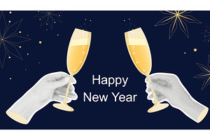 Happy New Year banner in collage, a Texture Illustration by Tati_Kli