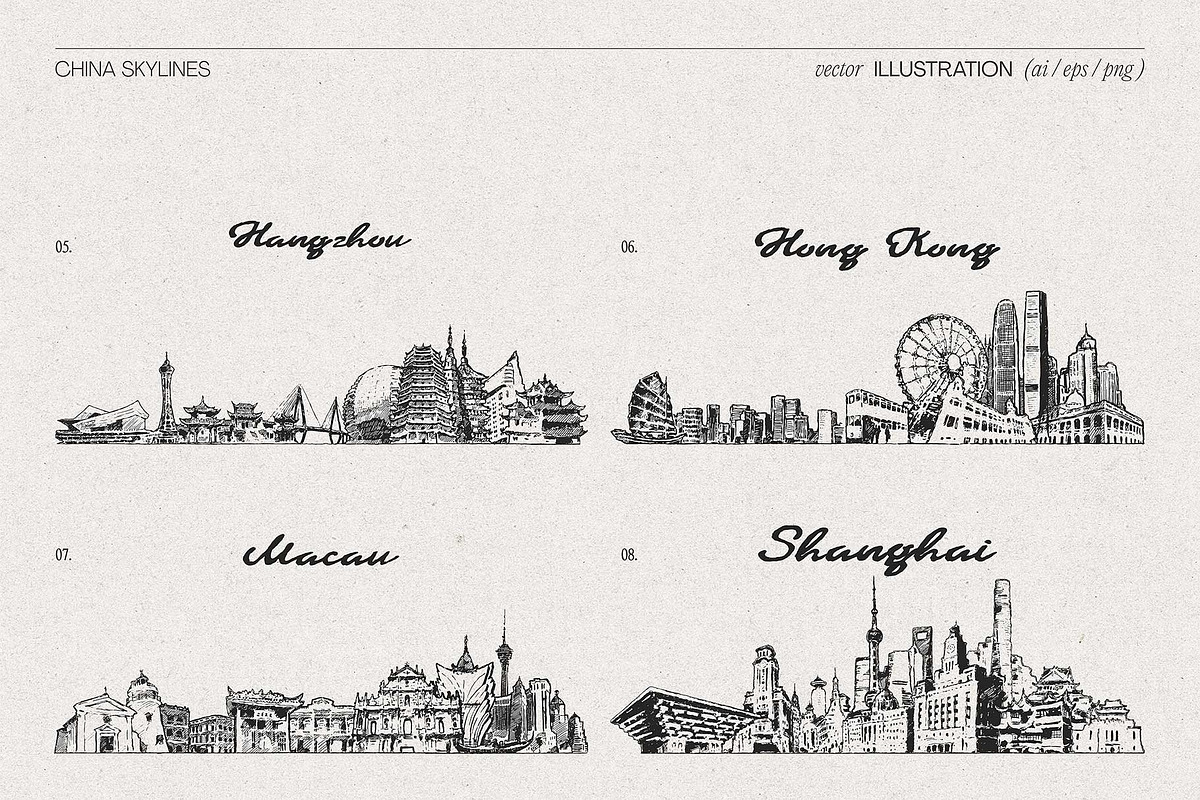 Hand-Drawn China Skylines, a Work Illustration by TheMountBirdStudio (Photo 5 of 8)