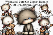 Whimsical Cute Cat Clipart Bundle, an Illustration by Canvas Craft (Thumbnail 1 of 7)