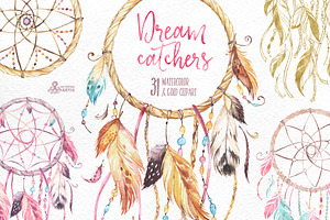 Dreamcatchers. Watercolor Collection