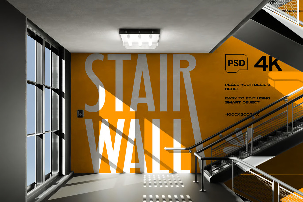 Stair Wall PSD Mockup, an Advertising Mockup by UInstrument (Photo 4 of 4)