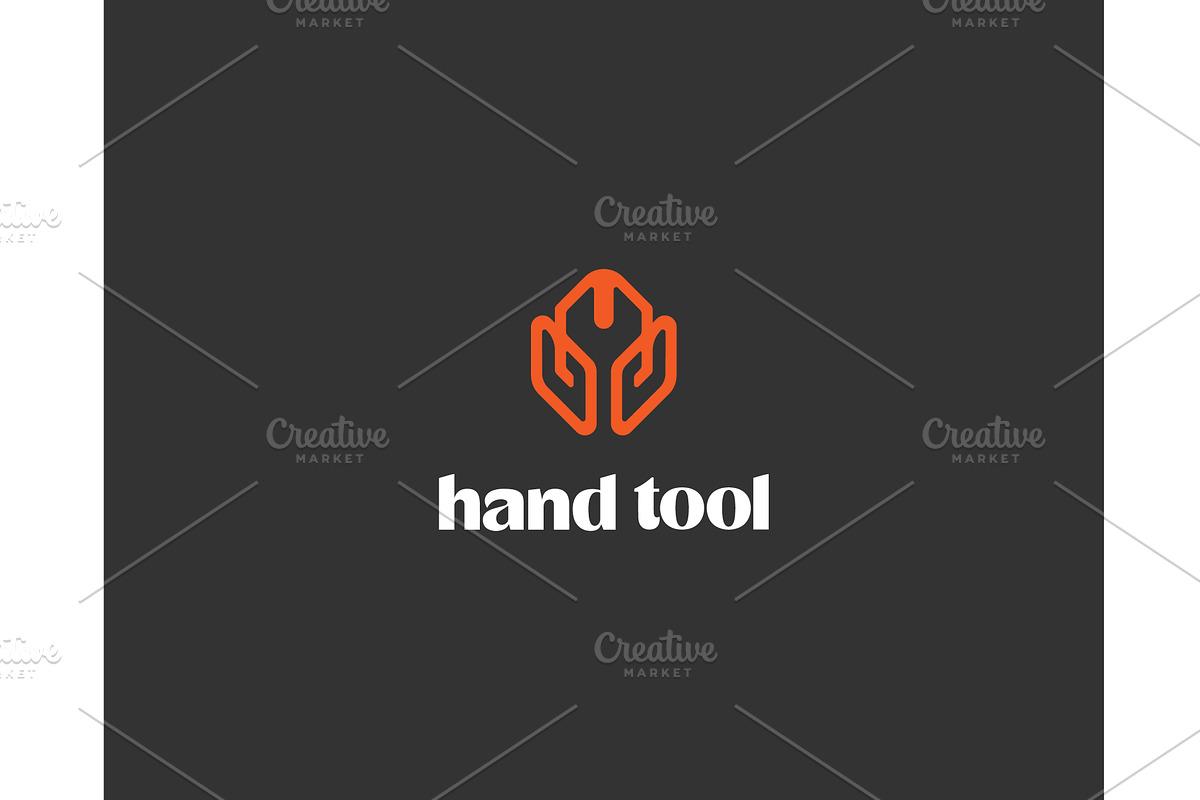 Wrench in hands outline vector logo, an Object Illustration by Bureau