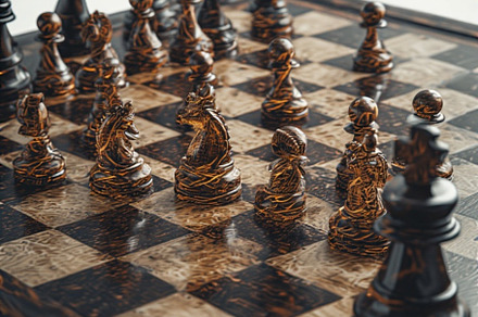 chess battle on chessboard, a Photo by ComfortQ