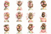 Messy Bun Spring Girls Clipart, an Illustration by Designworld (Thumbnail 3 of 8)