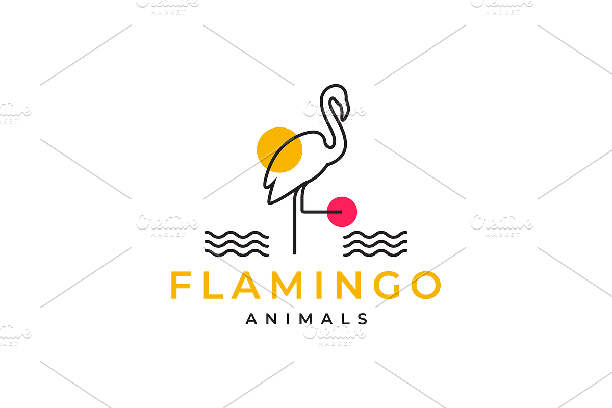 the flamingos beauty line color logo, a Branding & Logo Template by devastd