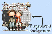 Whimsical Senior Couple Park Clipart, a Seasonal Illustration by Canvas Craft (Thumbnail 2 of 10)