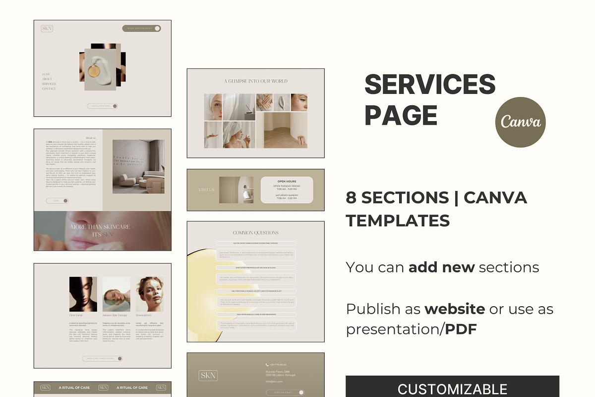 Skincare Canva Landing Page, a Social Media Template by Studio Suvelle (Photo 4 of 9)