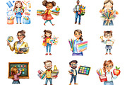 Black Kids Back to School Clipart, a Seasonal Illustration by Designking (Thumbnail 2 of 5)