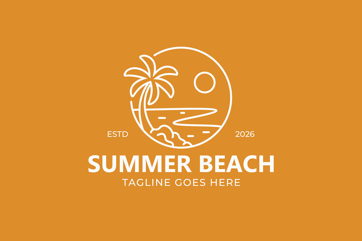 Summer beach logo linear badge, a Branding & Logo Template by Signatoro (Photo 3 of 3)