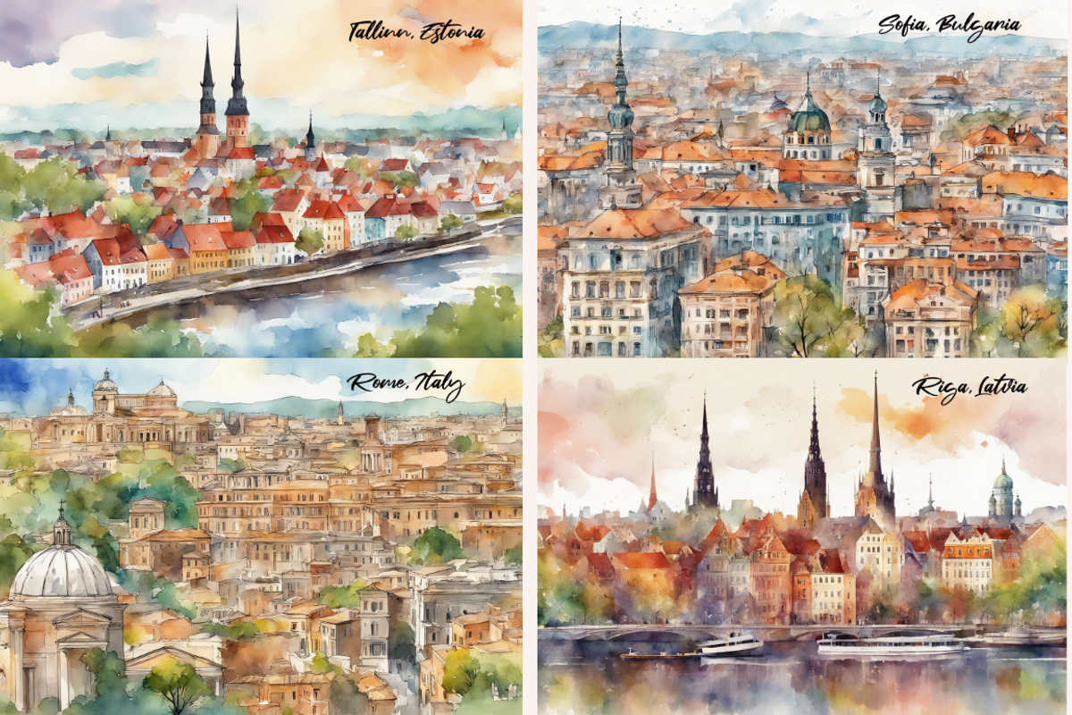 European Capital Cities Watercolors, a Background Graphic by PrintHaven Designs (Photo 2 of 10)