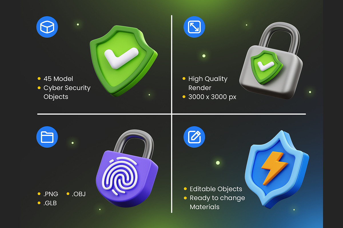 Cyber Security 3D Icons, an Object 3D Model by Rakata Studio (Photo 2 of 7)