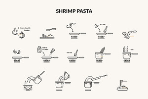 Linear Icons For Pasta Packaging