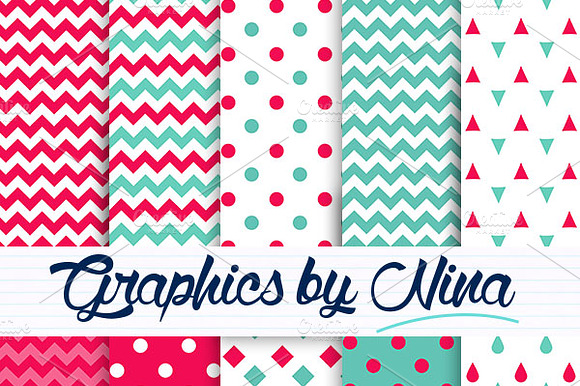 Teal and hot pink papers preview 2