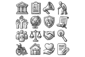 Social Justice Icon Set, an Object Graphic by nikagraphic