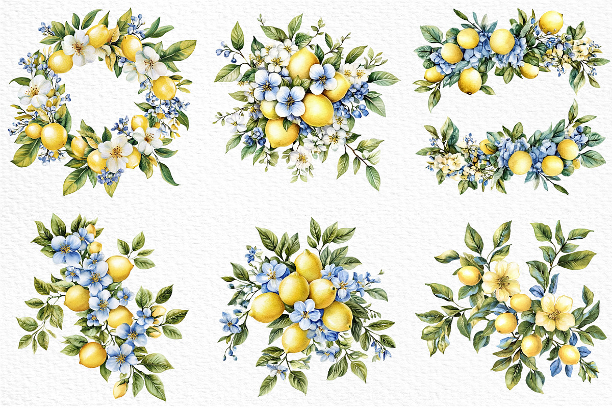 Watercolor Lemon Blossom Clipart, an Illustration by Craft Nest (Photo 2 of 12)