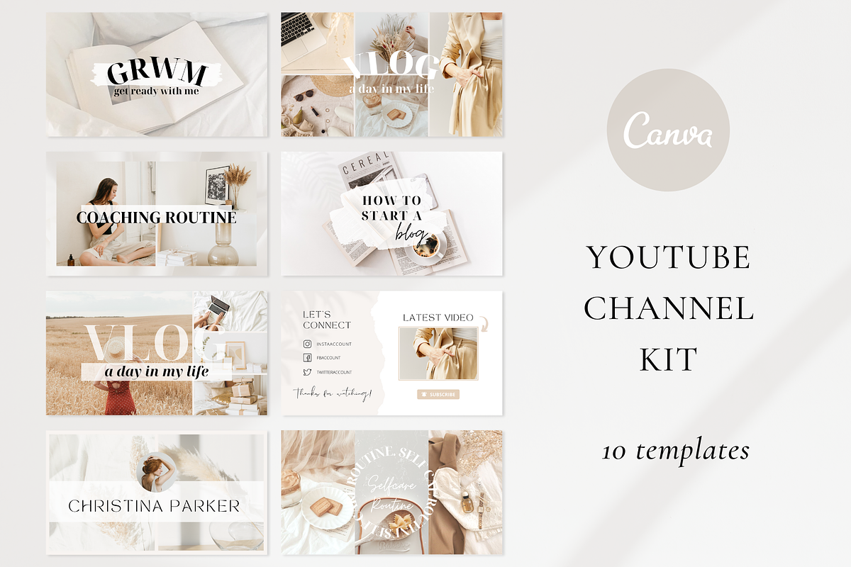 Beige YouTube Branding Kit, a Social Media Template by ShopRShop (Photo 1 of 7)