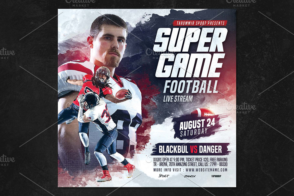 Super Game Football Flyer, a Flyer Template by Tarommir (Photo 2 of 3)