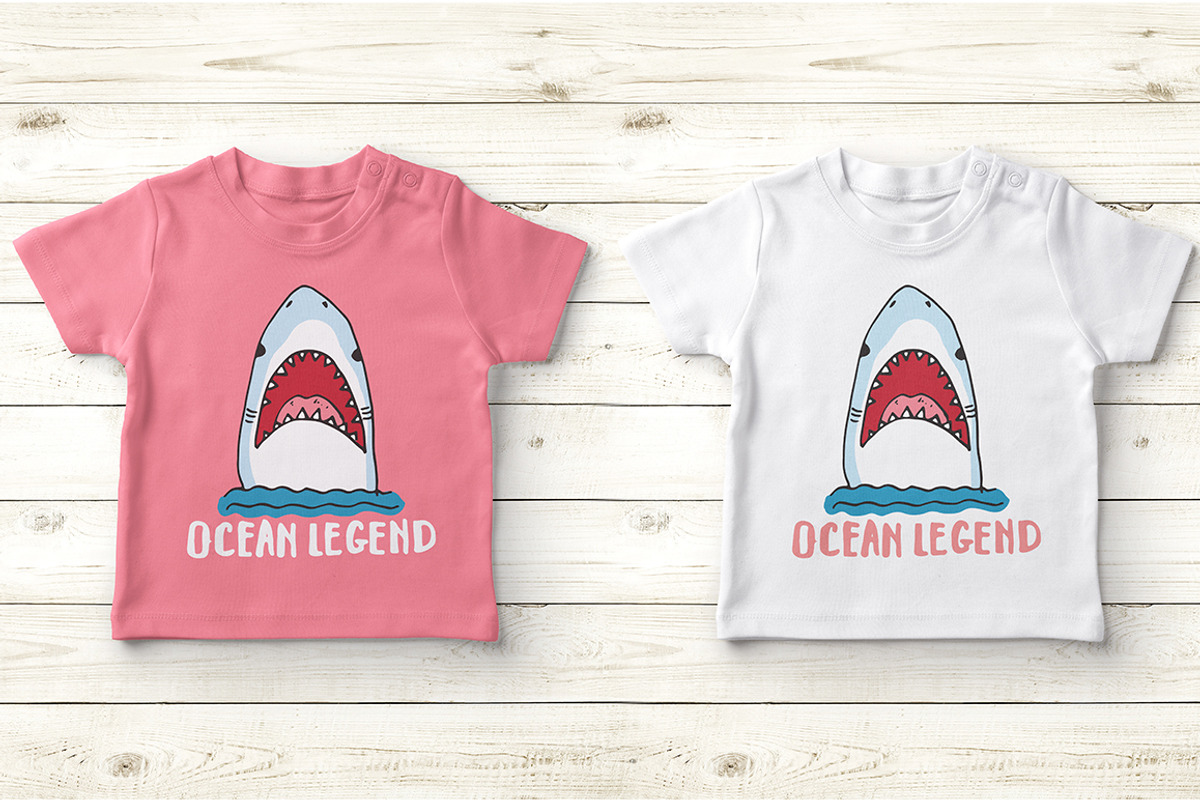Cute Sharks Set and Patterns, an Animal Illustration by Lemon Workshop (Photo 5 of 16)