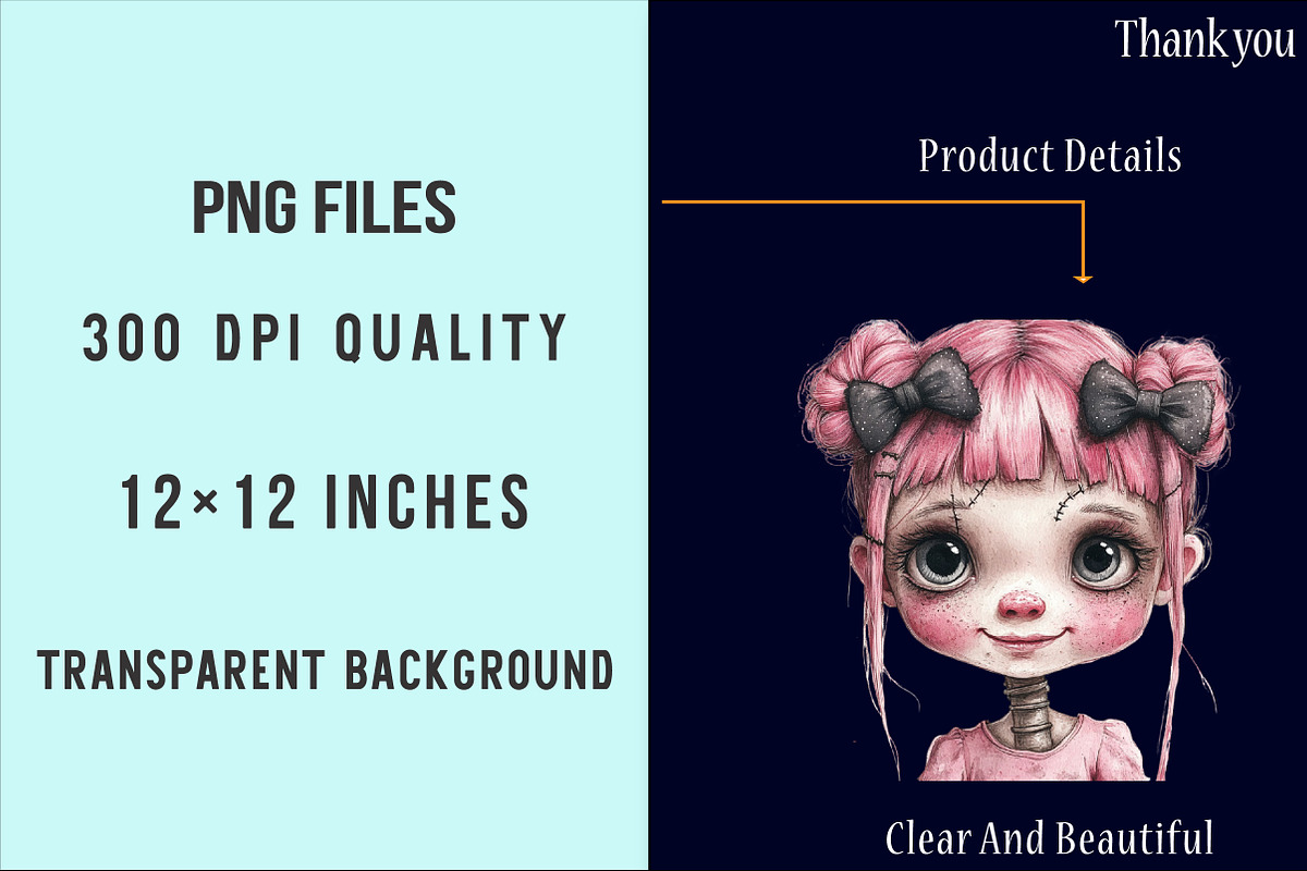 Pink girls Halloween Clipart, an Illustration by SinaCreation (Photo 5 of 5)