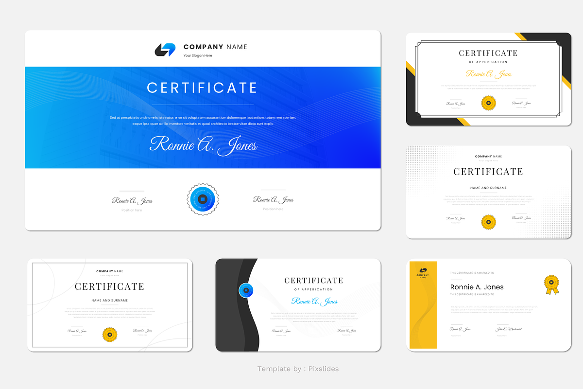 Certificate & Diploma PowerPoint, a Presentation Template by Pixslides