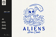 Aliens are cool, an alien surfing, a Graphic by shaondesigns (Thumbnail 1 of 4)