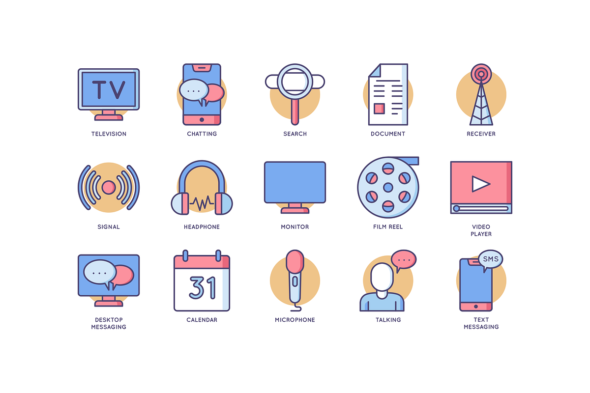 Communication & Media Round Icons, an Outline Icon by Flat Icons (Photo 4 of 6)