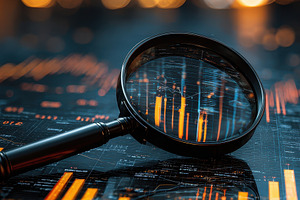 Magnifying Glass Analyzing Data Char, a Photo by Pixeness Studio