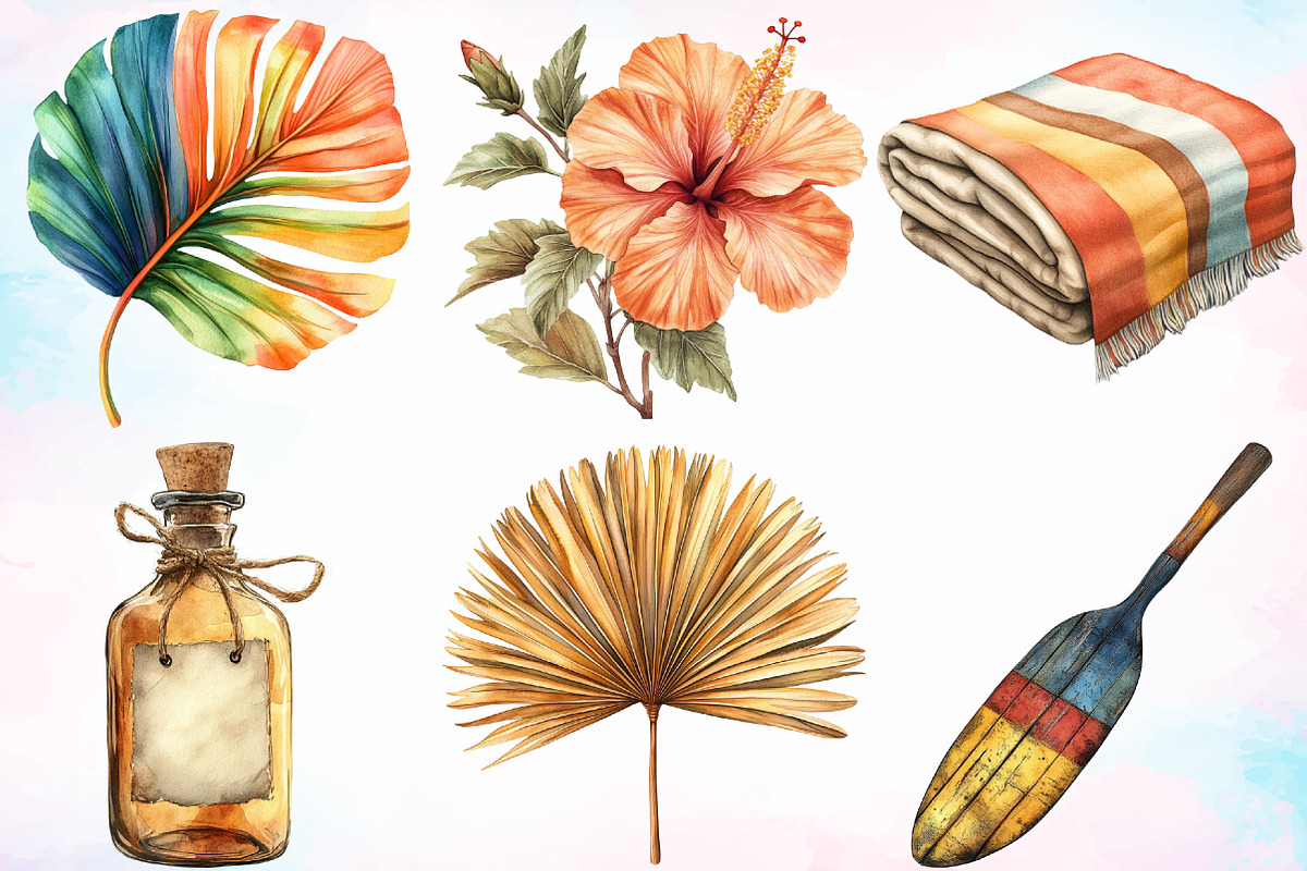 Watercolor Sepia Tropical Beach PNG, a Seasonal Illustration by Canvas Craft (Photo 3 of 5)