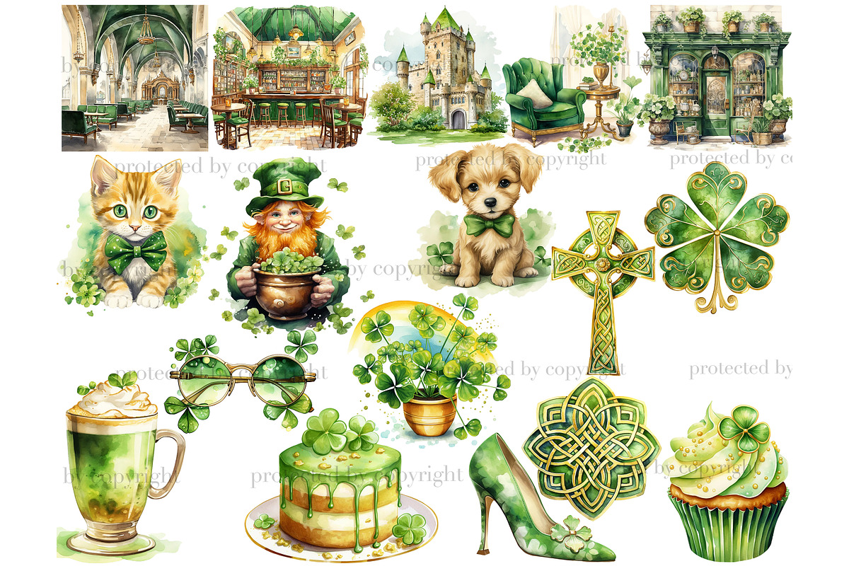 St.Patrick’s Day Clipart, a Seasonal Illustration by GlamArtZhanna (Photo 4 of 6)