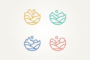 hill and mountain line art icon logo, a Branding & Logo Template by Blazybone