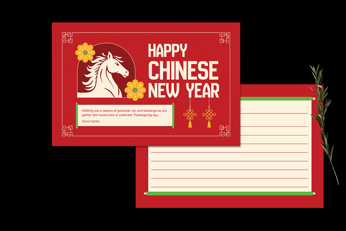Red Chinese New Year Greeting Card, a Card Template by Neermana (Photo 2 of 4)