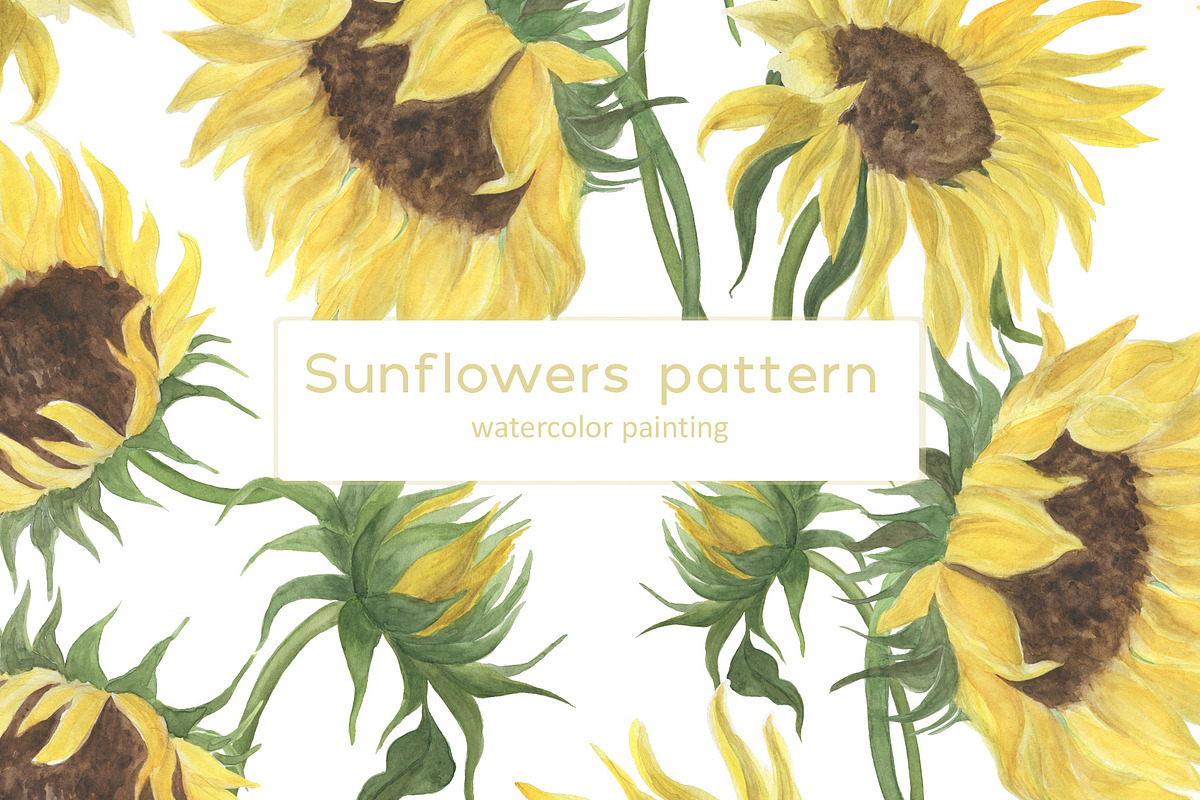 Sunflowers pattern, a Pattern Graphic by ramika (Photo 1 of 5)