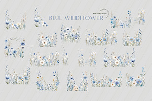 Blue Wildflowers Frame Clipart