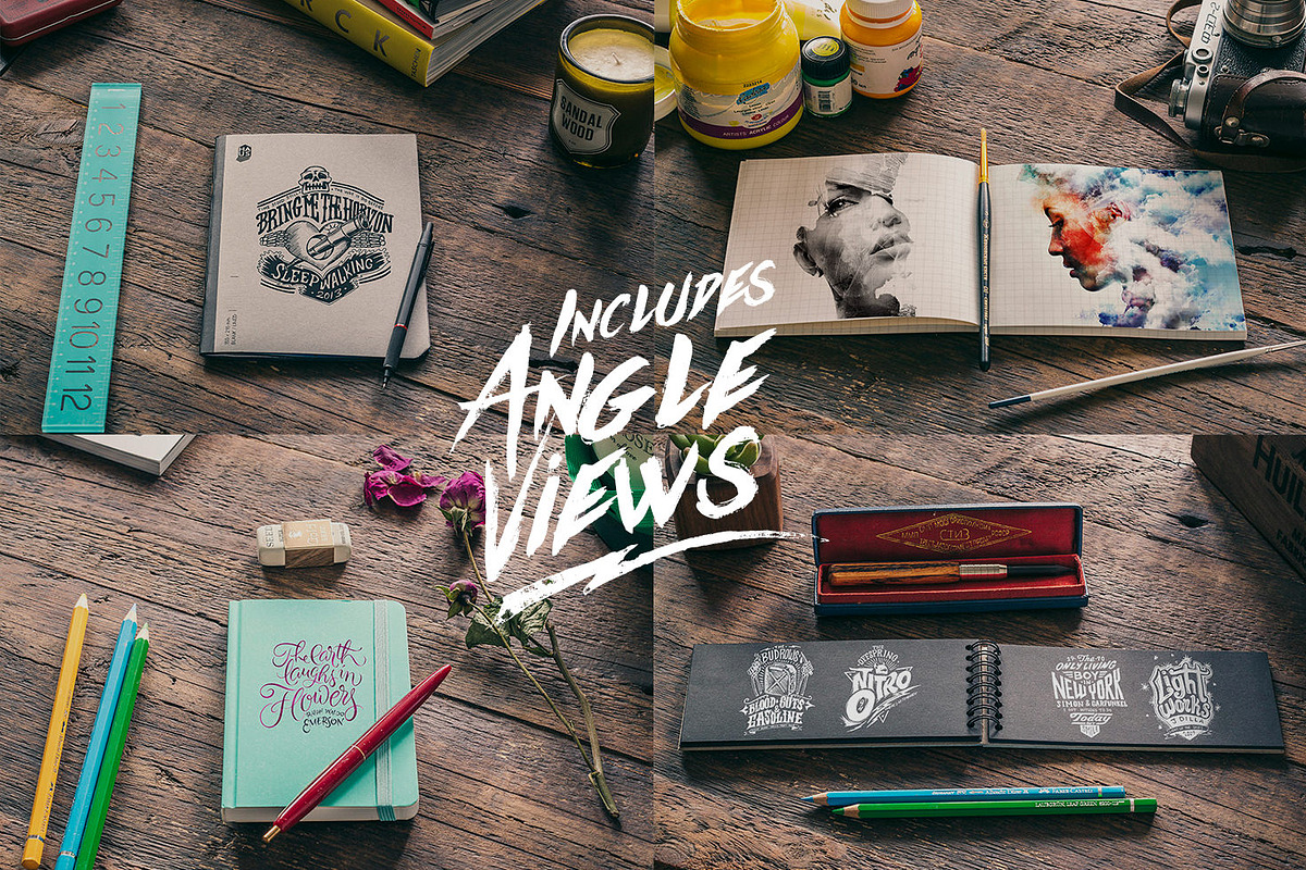 50 Notebooks Mockups, a Pens & Pencil Mockup by Madebyvadim (Photo 2 of 5)