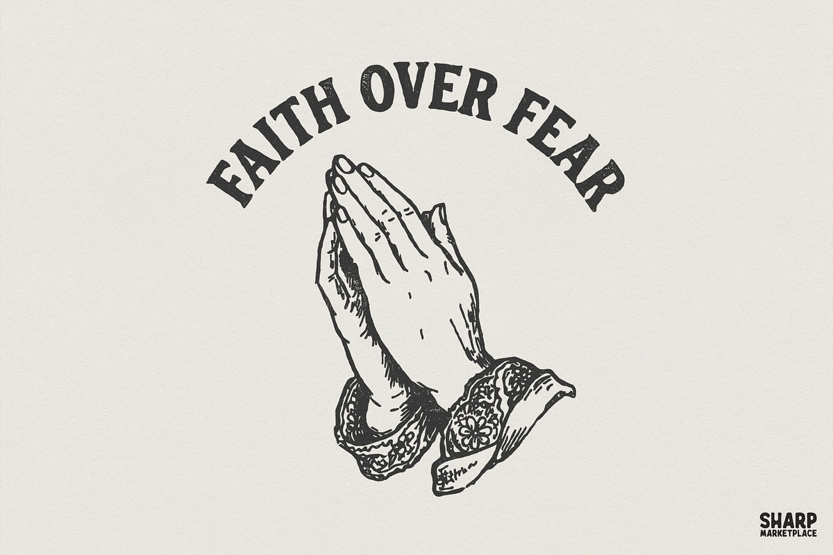 Faith Over Fear PNG, Praying Hands, an Illustration by SharpMarketplace (Photo 1 of 4)