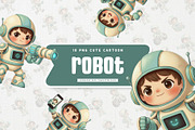 Kawaii Little Robot Cute Character, a Technology Illustration by Gohsantosa (Thumbnail 1 of 4)