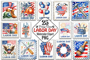 Labor Day Postage Stamp Clipart, an Illustration by RobertsArt