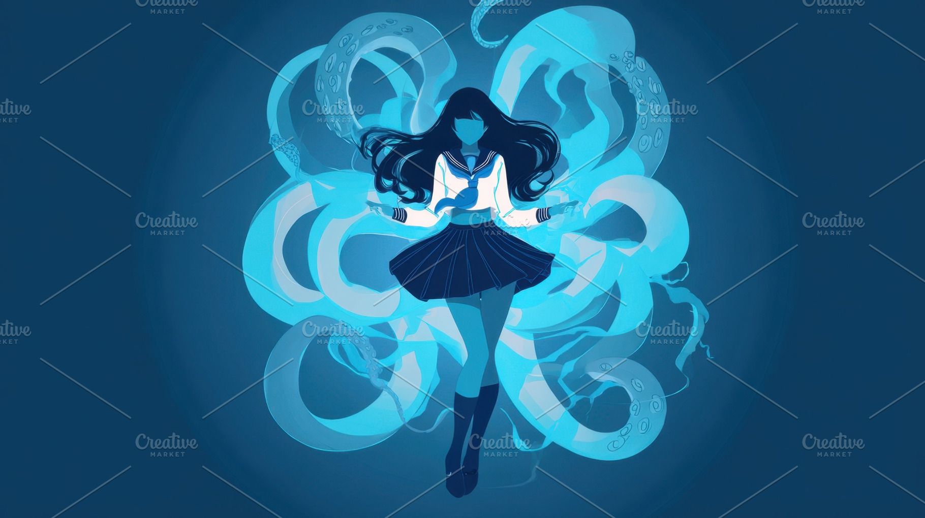 Ocean spirit girl with octopus, a Photo by Beautiful things