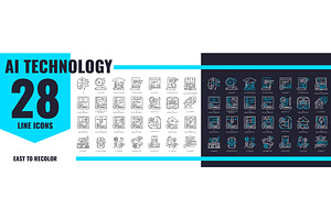 AI artificial intelligence icons, a Technology Illustration by Vector Tradition