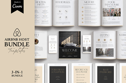 Airbnb Welcome Host BUNDLE Canva, a Magazine Template by ColorMondays